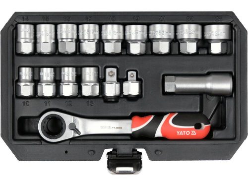 Yato nyitott dugókulcs készlet 17 részes 3/8", 1/2" Spline