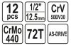 Yato Dugókulcs készlet 12 részes 1/2" 10-24 mm CrV