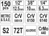 Yato dugókulcs készlet 150 részes 1/4", 3/8", 1/2" CrV