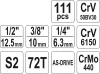 Yato dugókulcs készlet 111 részes 1/4", 3/8", 1/2" CrV
