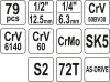 Yato szerszámkészlet 79 részes 1/4", 1/2" CrV CrMo