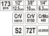 Yato Dugókulcs készlet 173 részes 1/4", 3/8", 1/2" CrV