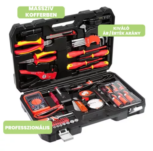 Yato szigetelt szerszámkészlet villanyszerelőknek 68 részes 1/4" 1000 V CrV