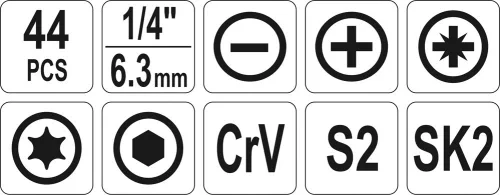 Yato szerszámkészlet 44 részes 1/4" CrV