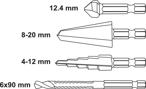 Yato lépcsős fúró multi készlet 4 részes bit befogású