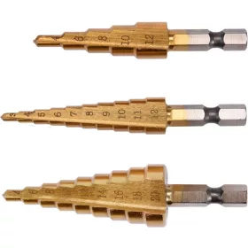 Yato lépcsős fúró készlet 3 részes HSS-TiN