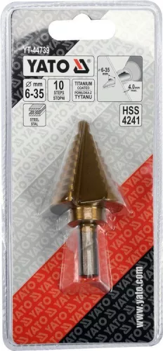 Yato lépcsős fúró HSS-TiN 10 lépcsős 6-35 mm