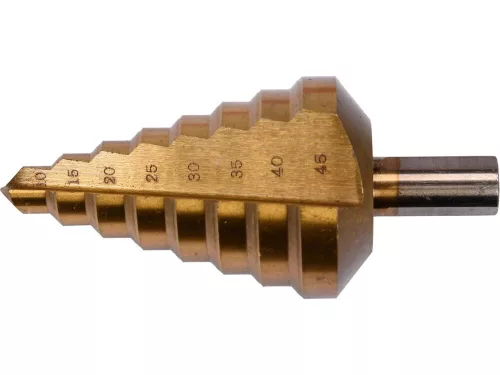 Yato lépcsős fúró 10-45 mm 8 lépcsős HSS titán-nitrid