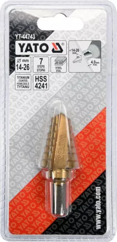 Yato lépcsős fúró HSS-TiN 7 lépcsős 14-26 mm