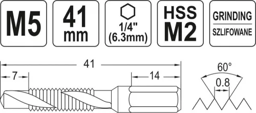 Yato kombinált gépi fúró-menetfúró M5 bit befogású