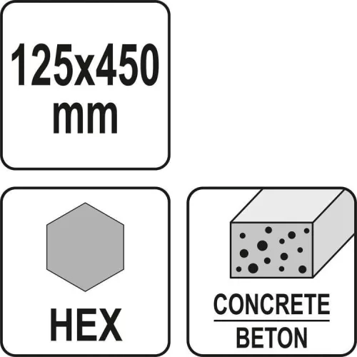 Yato széles vésőszár 125 x 450 mm Hex befogás