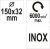 Yato körkefe 150 x 32 mm szűkítőgyűrűkkel inox