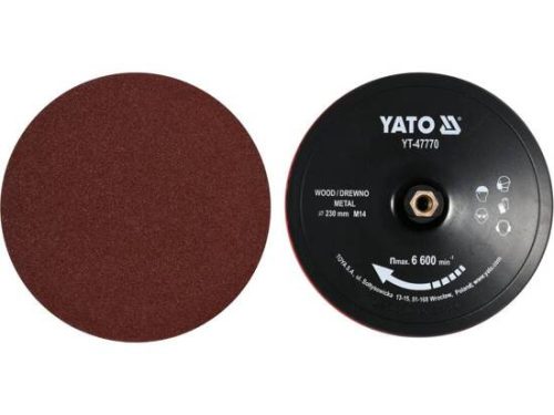 Yato tépőzáras gumitányér 230 mm M14 + 4 db tépőzára fíbertárcsa (P60, P80, P100, P120)