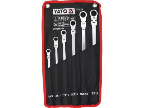 Yato csuklós racsnis csillag-villáskulcs készlet 8-19 mm, 6 részes