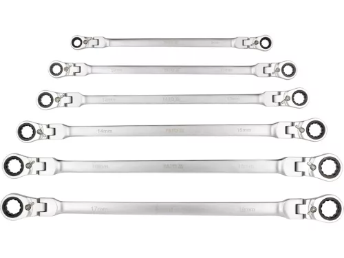 Yato csuklós racsnis csillag-villáskulcs készlet 8-19 mm, 6 részes