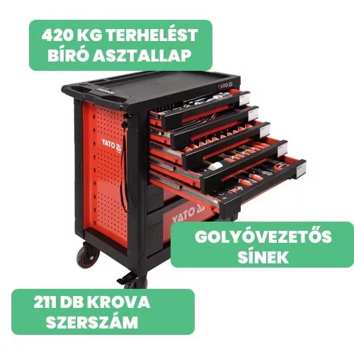Yato szerszámkocsi szerszámokkal 211 részes
