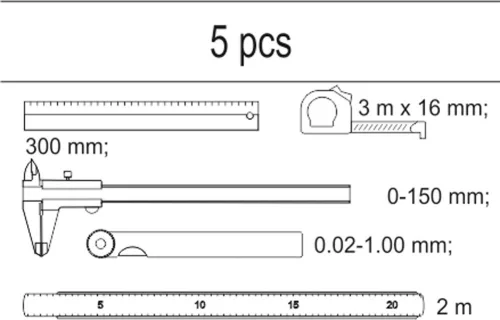 Yato mérőeszköz készlet 5 részes (fiókbetét)