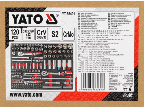 Yato EVA szerszámos kocsi betét szerszámokkal, 120 részes
