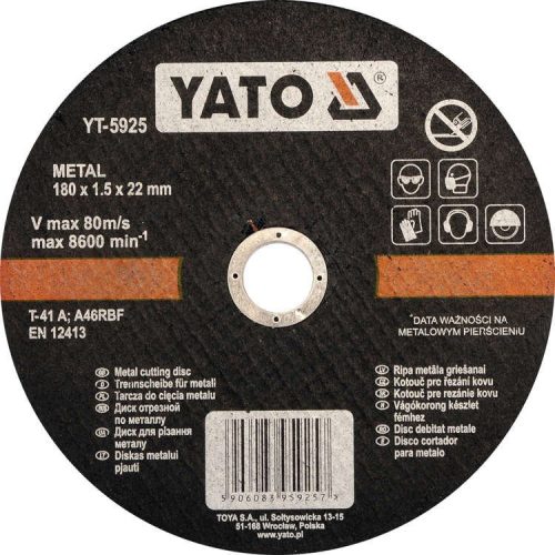 Yato vágókorong fémre 180 x 1,5 x 22 mm