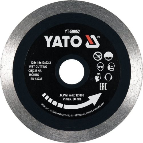 Yato gyémánt vágókorong 125 x 1,6 x 10 x 22,2 mm folytonos