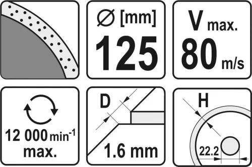 Yato gyémánt vágókorong 125 x 1,6 x 10 x 22,2 mm folytonos