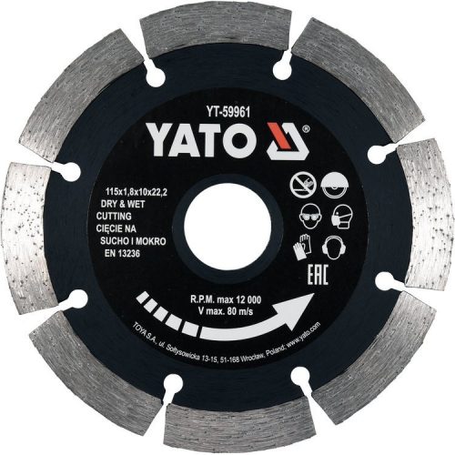 Yato gyémánt vágókorong 115 x 1,8 x 10 x 22,2 mm szegmentált