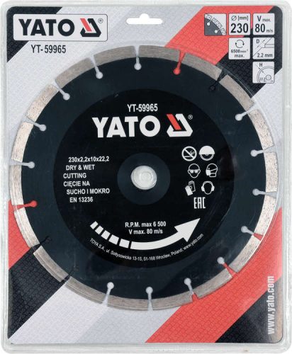 Yato gyémánt vágókorong 230 x 2,2 x 10 x 22,2 mm szegmentált