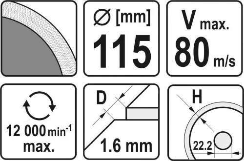 Yato gyémánt vágókorong 115 x 1,6 x 10 x 22,2 mm folytonos