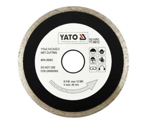 Yato gyémánt vágókorong 115 x 2,1 x 5,3 x 22,2 mm folytonos