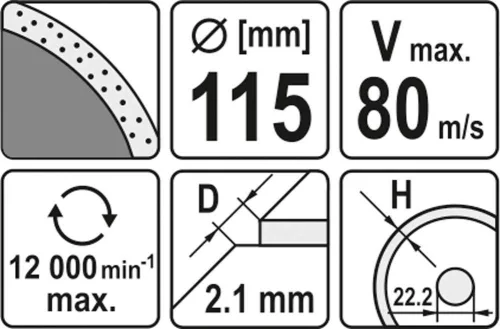 Yato gyémánt vágókorong 115 x 2,1 x 5,3 x 22,2 mm folytonos