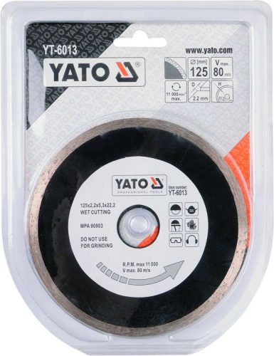 Yato gyémánt vágókorong 125 x 2,2 x 5,3 x 22,2 mm folytonos