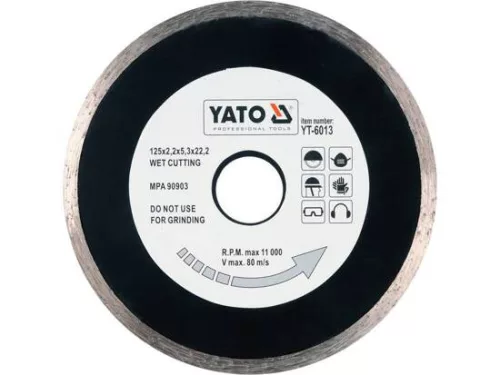 Yato gyémánt vágókorong 125 x 2,2 x 5,3 x 22,2 mm folytonos