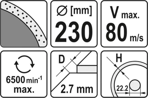 Yato gyémánt vágókorong 230 x 2,7 x 5,3 x 22,2 mm folytonos