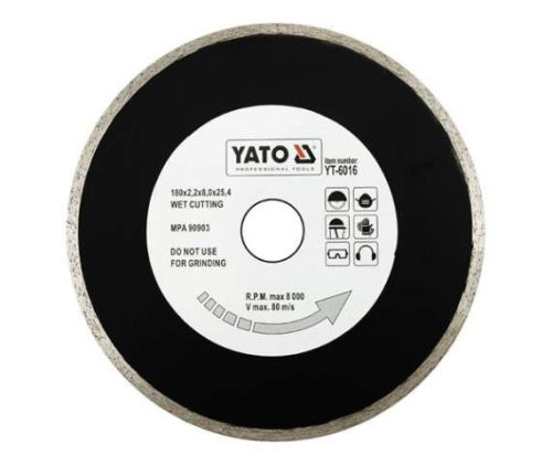Yato gyémánt vágókorong 180 x 2,2 x 5,3 x 25,4 mm folytonos