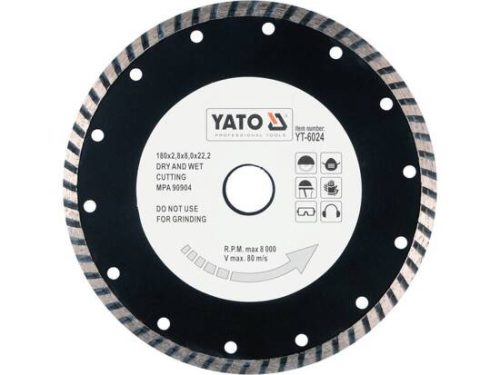 Yato gyémánt vágókorong 180 x 2,8 x 8,0 x 22,2 mm turbo