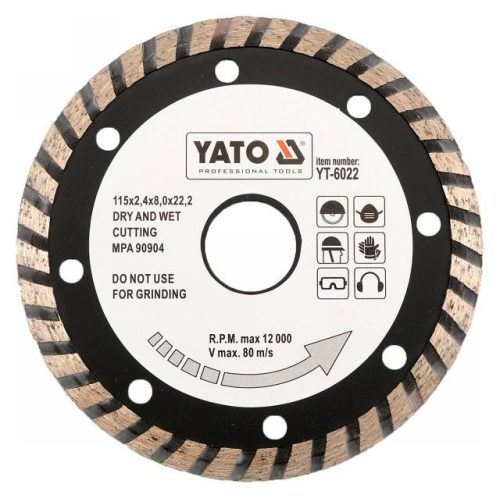 Yato gyémánt vágókorong 230 x 3,1 x 8,0 x 22,2 mm turbo