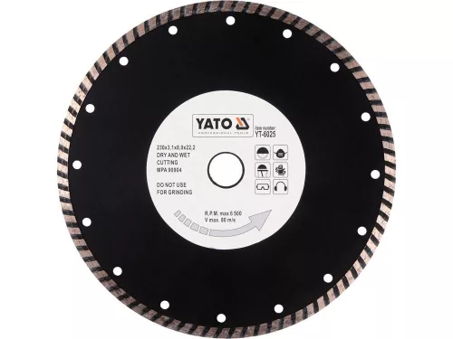 Yato gyémánt vágókorong 230 x 3,1 x 8,0 x 22,2 mm turbo