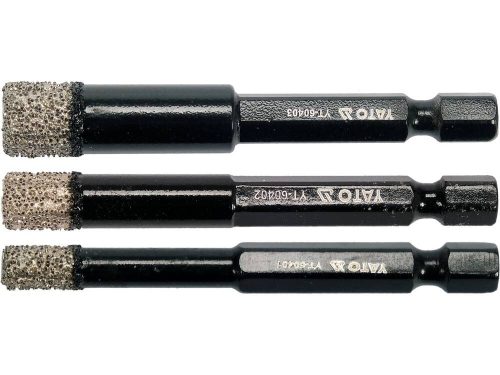 Yato gyémánt körkivágó készlet 3 részes 6, 8, 10 mm vizes/száraz bitbefogású