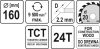Yato fűrésztárcsa fához 160 x 20 x 1,5 mm / 24T