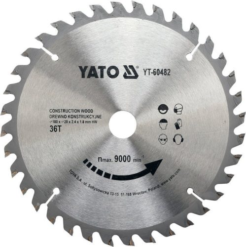 Yato fűrésztárcsa fához 180 x 20 x 1,8 mm / 36T