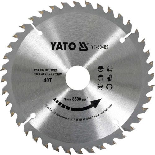 Yato fűrésztárcsa fához 190 x 30 x 3,2 mm / 40T