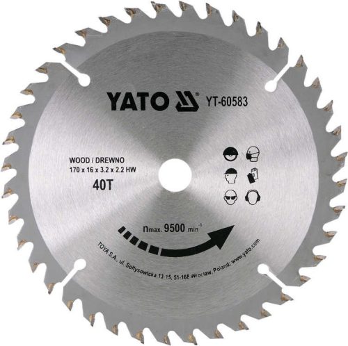 Yato fűrésztárcsa fához 170 x 16 x 2,2 mm / 40T
