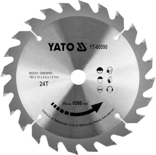 Yato fűrésztárcsa fához 165 x 16 x 1,5 mm / 24T
