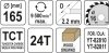 Yato fűrésztárcsa fához 165 x 16 x 1,5 mm / 24T