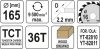 Yato fűrésztárcsa fához 165 x 16 x 1,5 mm / 36T