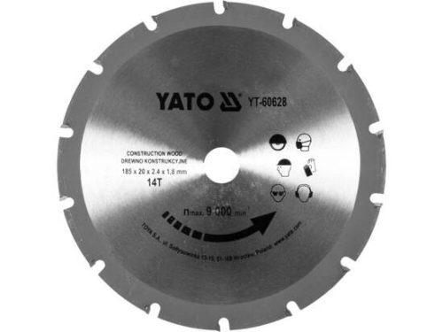 Yato fűrésztárcsa szöges fához 185 x 20 x 2,4 mm / 14T