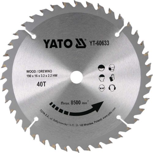 Yato fűrésztárcsa fához 190 x 16 x 2,2 mm / 40T