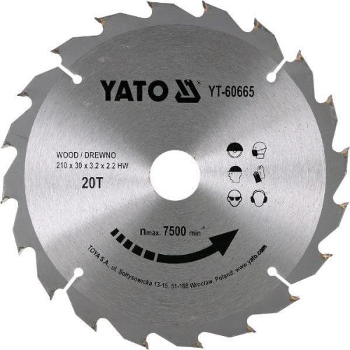 Yato fűrésztárcsa fához 210 x 30 x 2,2 mm / 20T