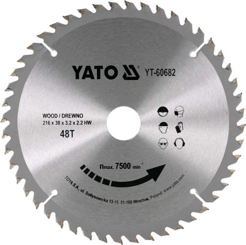 Yato fűrésztárcsa fához 216 x 30 x 2,2 mm / 48T