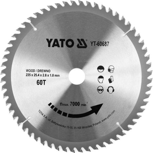 Yato fűrésztárcsa fához 235 x 25,4 x 1,8 mm / 60T